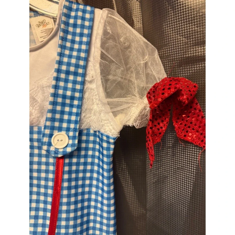 Rubie's Wizard of Oz Dorothy Dress Costume Red Sparkly Bow Halloween Med w/shoes